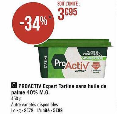 proactiv expert tartine sans huile de palme 40% m.g.