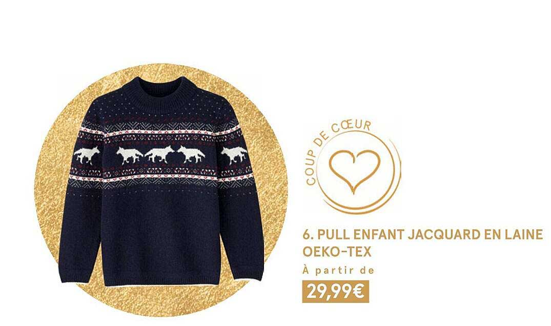 pull enfant jacquard en laine oeko-tex