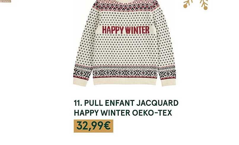 pull enfant jacquard happy winter oeko-tex