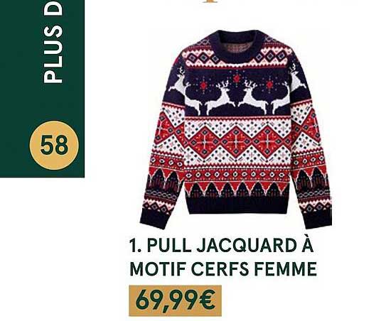 pull jacquard à motif cerfs femme