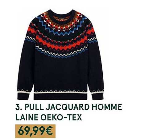 pull jacquard homme laine oeko-tex