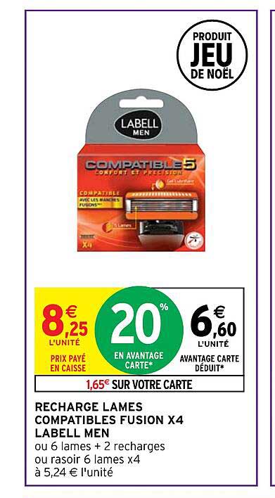 recharge lames compatibles fusion x4 labell men