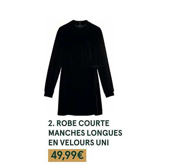 robe courte manches longues en velours uni