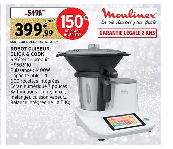 robot cuiseur click & cook moulinex