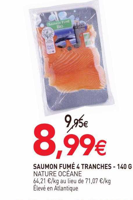 Saumon Fumé 4 Tranches Nature Océane - 140 G