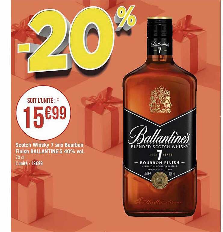 scotch whisky 7 ans bourbon finish ballantine's 40% vol.