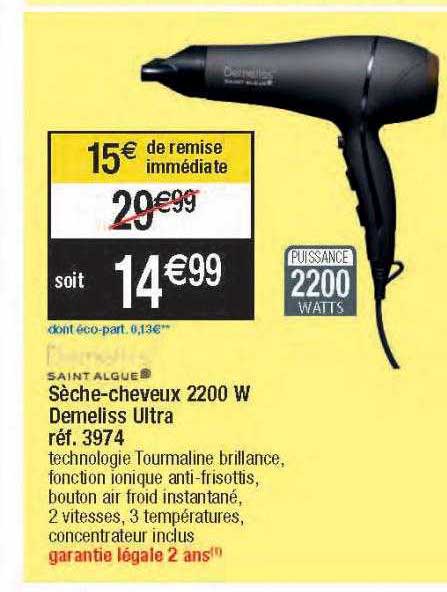 sèche-cheveux 2200  w demeliss ultra