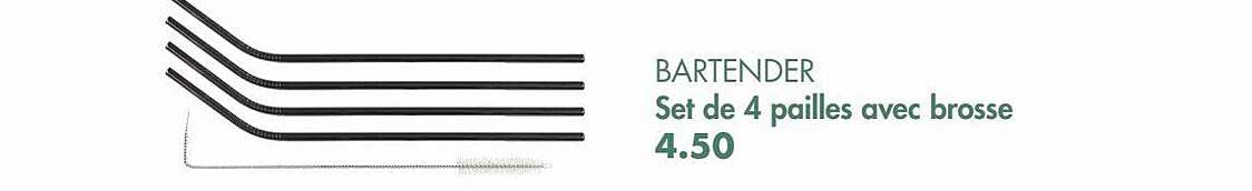 set de 4 pailles avec brosse bartender