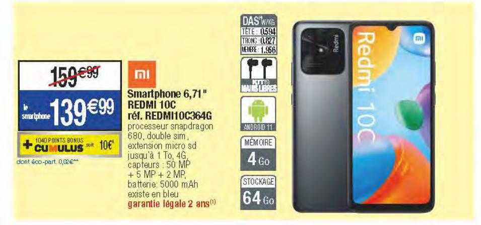 smartphone 6,71" redmi 10C
