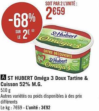 st hubert oméga 3 doux tartine & cuisson 52% m.g.
