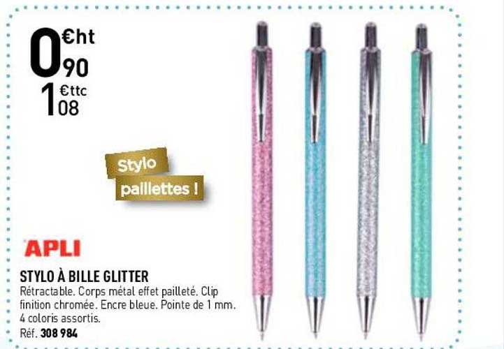 stylo à bille glitter apli
