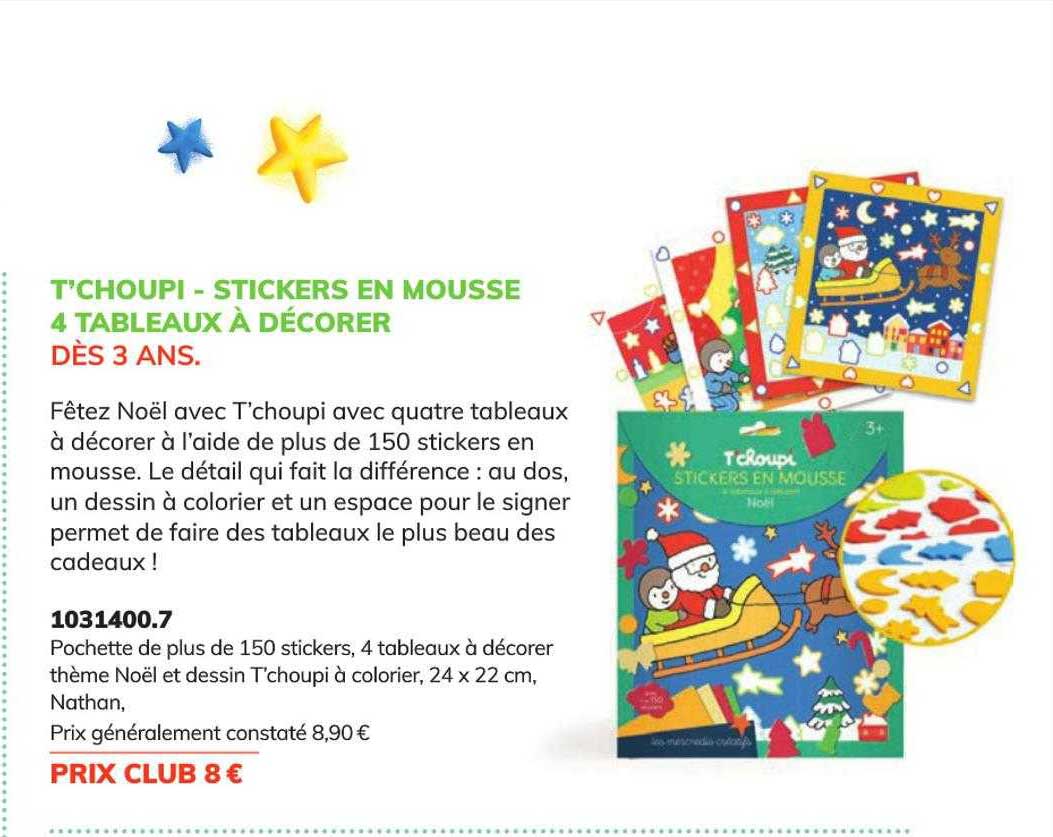 t'choupi -stickers en mousse 4 tableaux à décorer