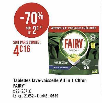 tablettes lave-vaisselle all in 1 citron fairy
