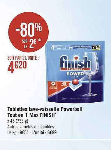 tablettes lave-vaisselle powerball tout en 1 max finish