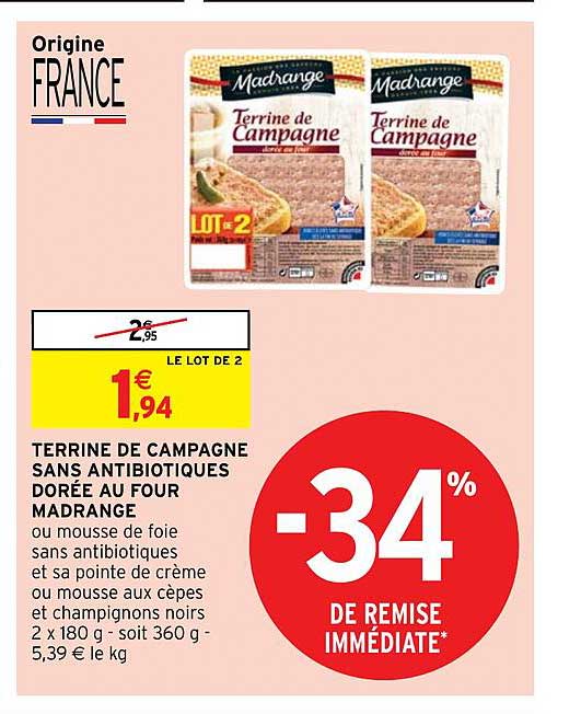 terrine de campagne sans antibiotiques dorée au four madrange