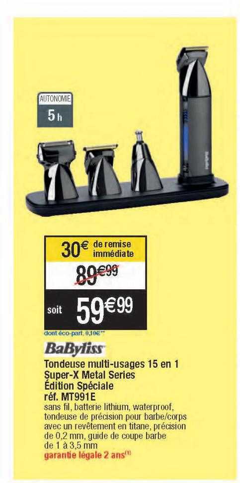 tondeuse multi-usages 15 en 1 super-x métal séries édition spéciale babyliss