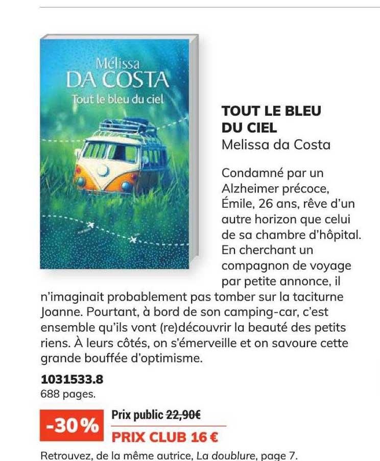 tout le bleu du ciel - melissa da costa