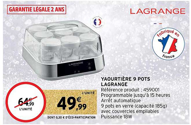 yaourtière 9 pots lagrange
