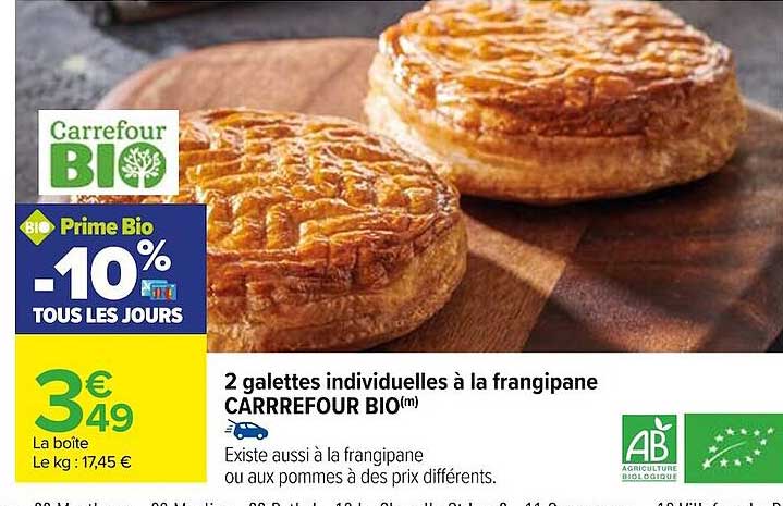 2 galettes individuelles à la frangipane carrefour bio