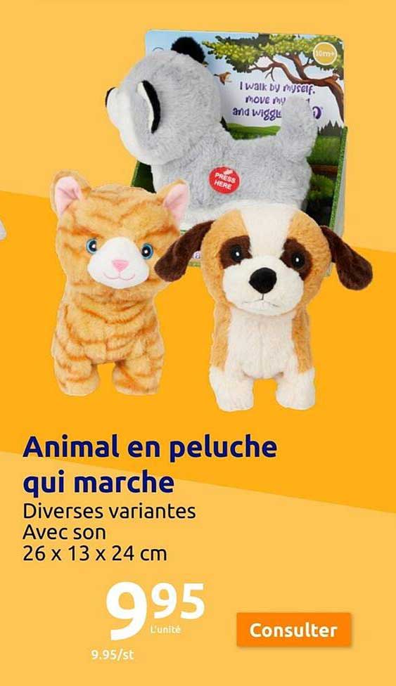 animal en peluche qui marche