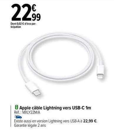 apple câble lightning vers usb-c 1m