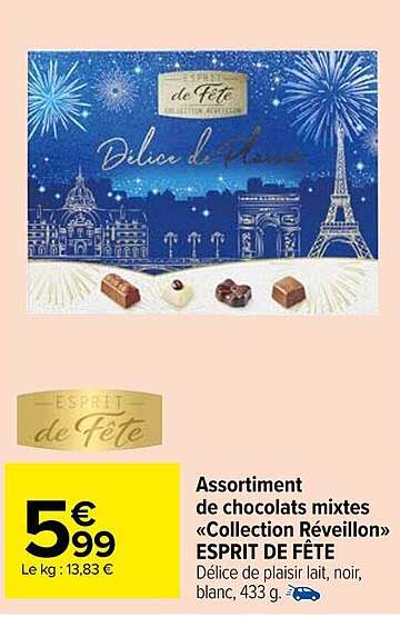 assortiment de chocolats mixtes «collection réveillon» esprit de fête