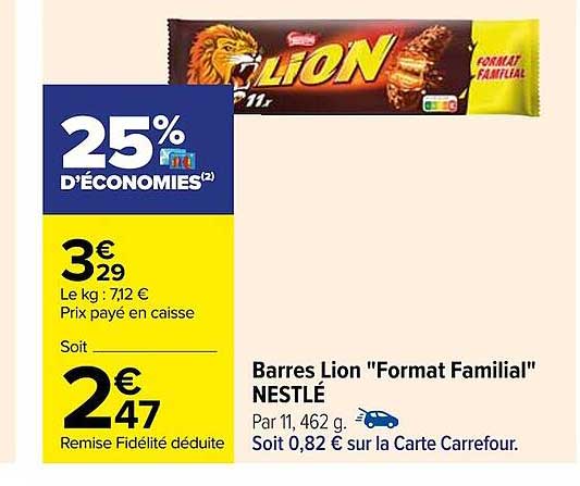 barres lion "format familial" nestlé