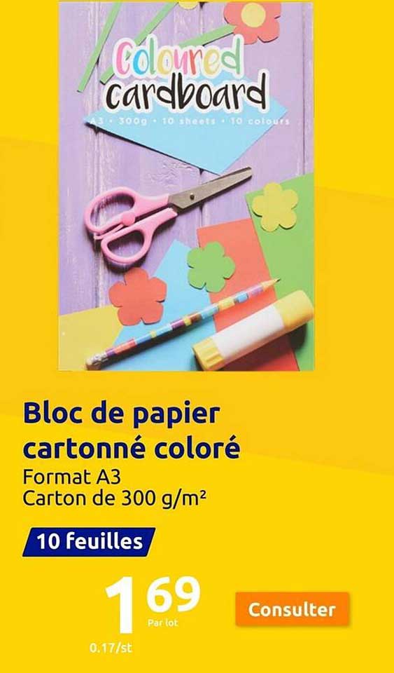 bloc de papier cartonné coloré