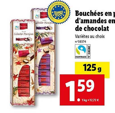 bouchées en pâte d'amandes enrobées de chocolat favorina