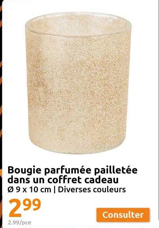bougie parfumée pailletée dans un coffret cadeau