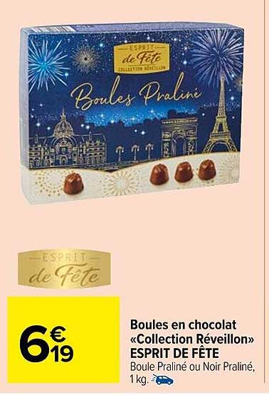 boules de chocolat «collection réveillon» esprit de fête