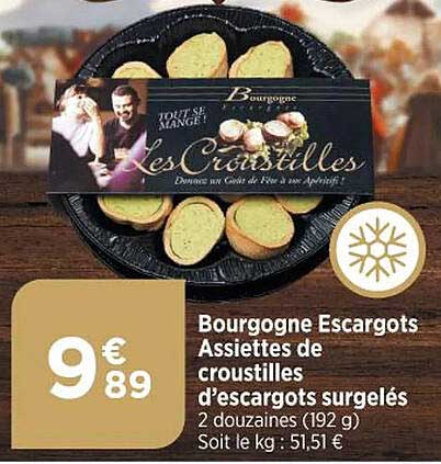 bourgogne escargots assiettes de croustilles d'escargots surgelés