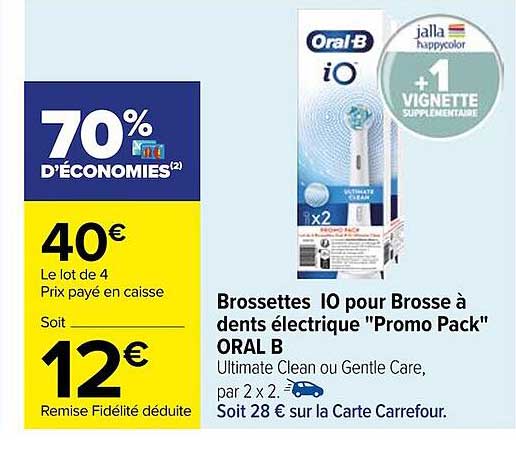 brossettes IO pour brosse à dents électrique "promo pack" oral b