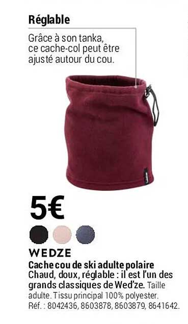 cache cou de ski adulte polaire wedze