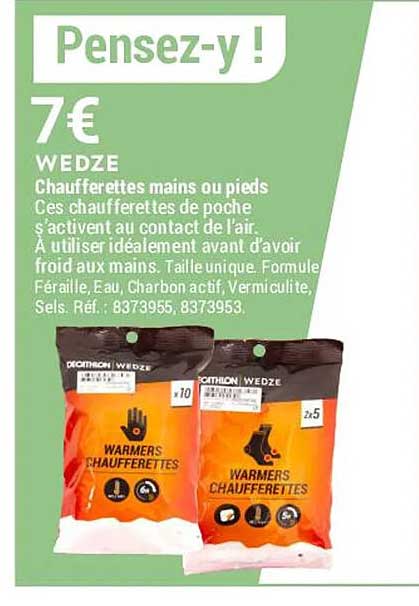 chaufferettes mains ou pieds wedze