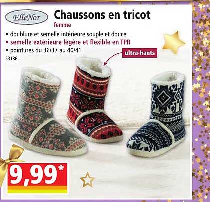 Chaussons En Tricot Femme ElleNor