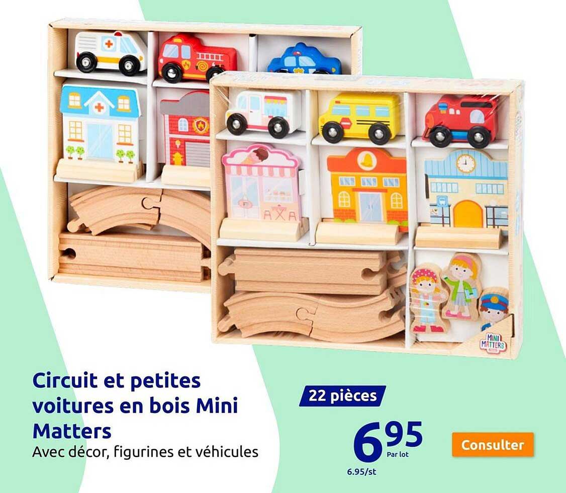 circuit et petites voitures en bois mini matters