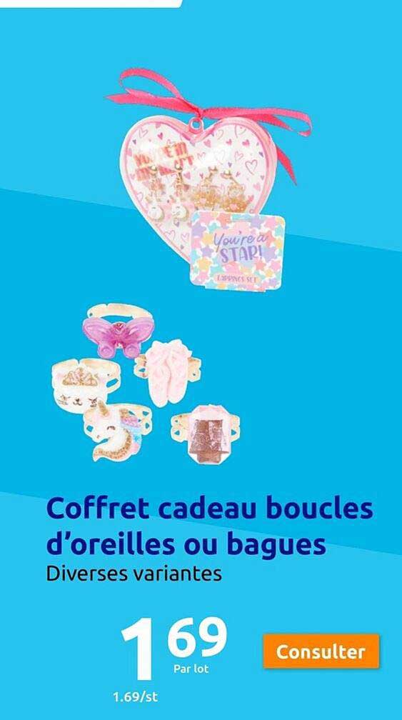 coffret cadeau boucles d'oreilles ou bagues
