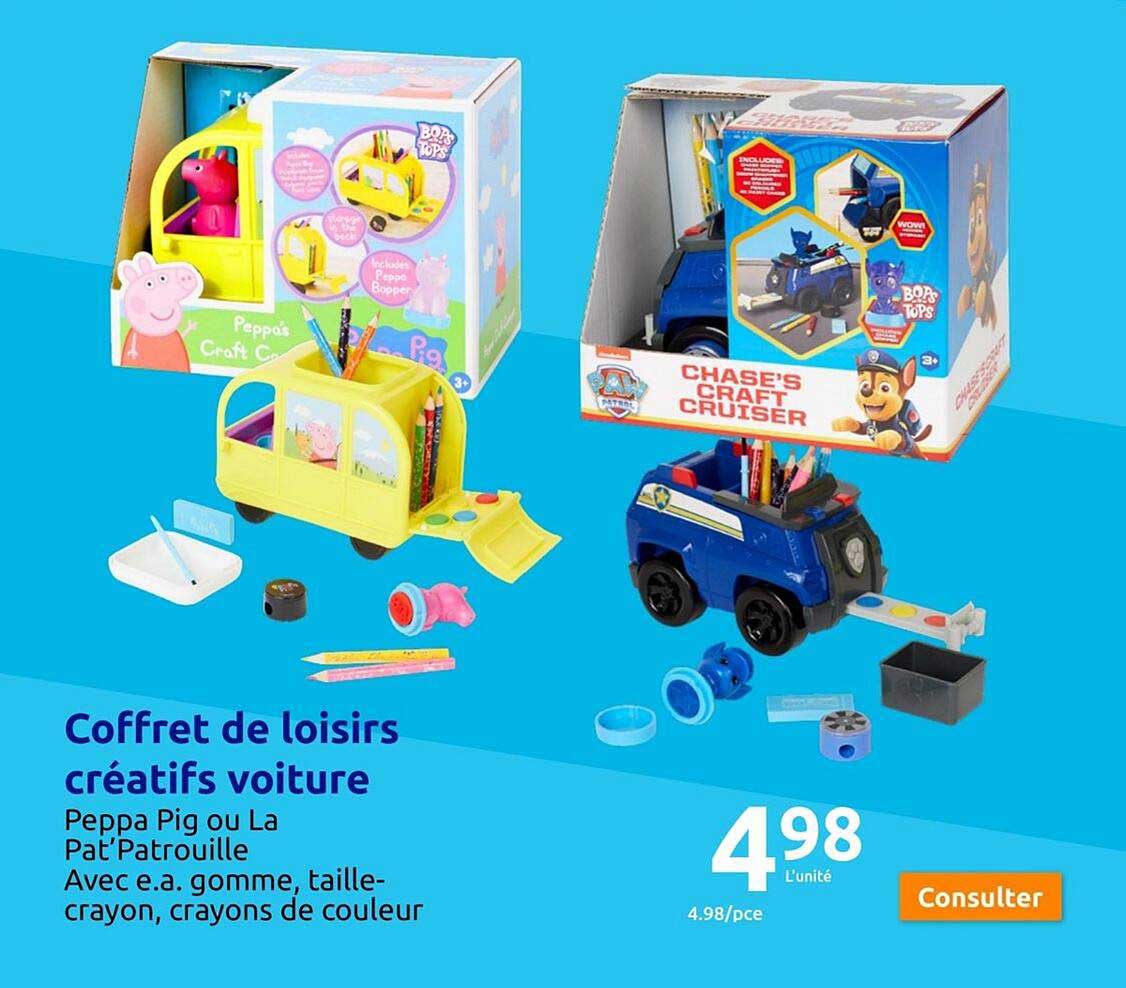 coffret de loisirs créatifs voiture peppa pig ou la pat'patrouille