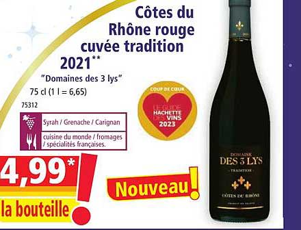 côtes du rhône rouge cuvée tradition 2021 "domaines des 3 lys"