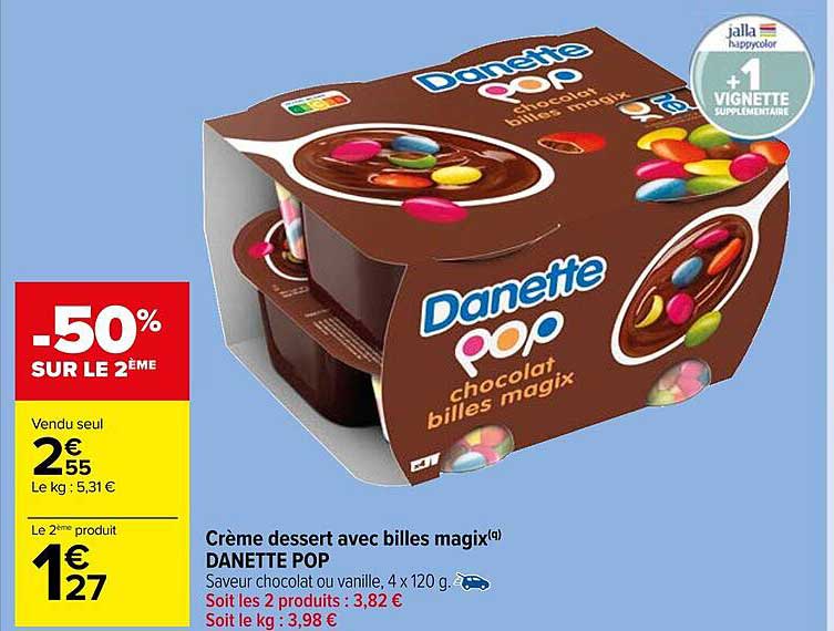 crème dessert avec billes magix danette pop