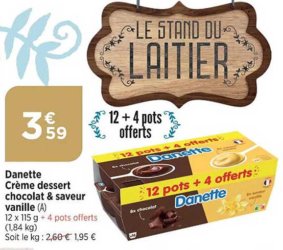 Danette Crème Dessert Chocolat & Saveur Vanille