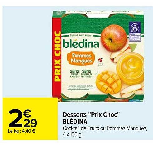 desserts "prix choc" blédina