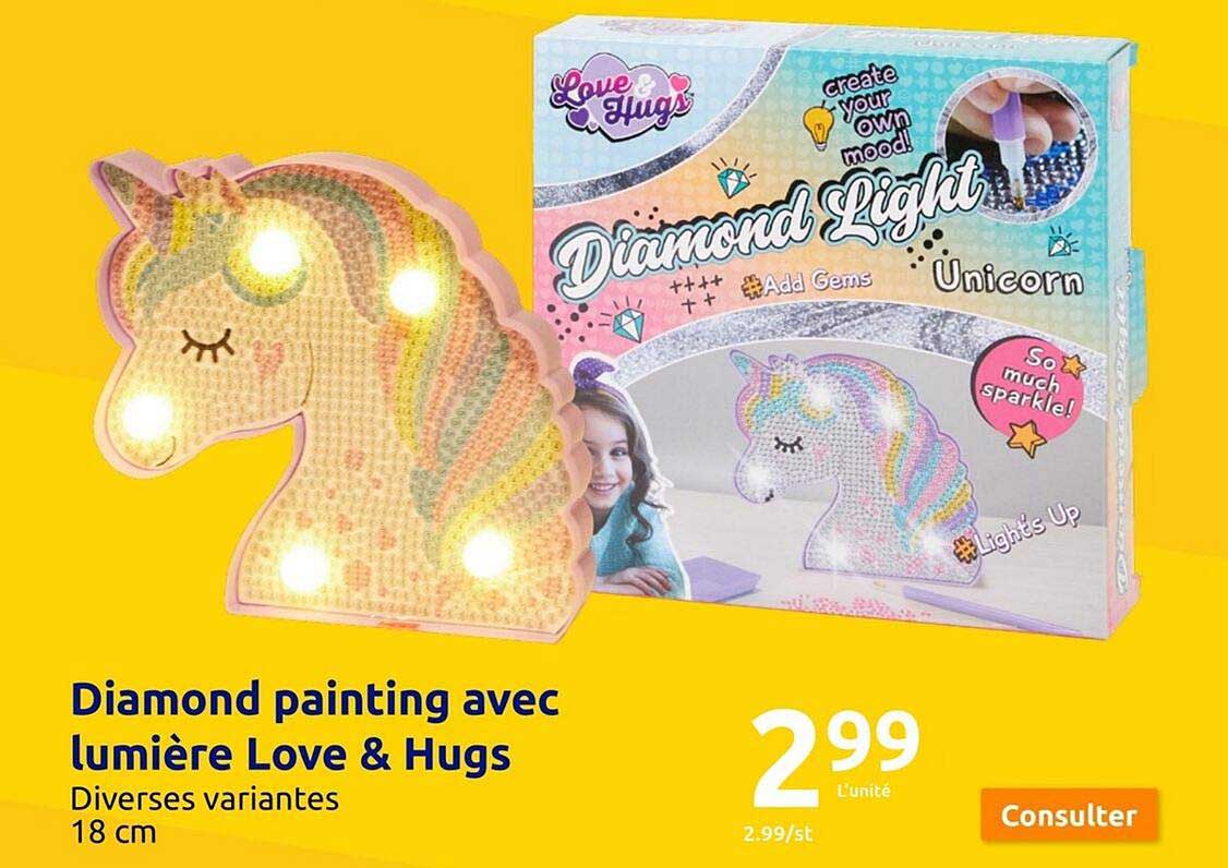 diamond painting avec lumière love & hugs