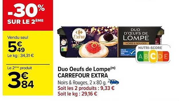 duo œufs de lompe carrefour extra