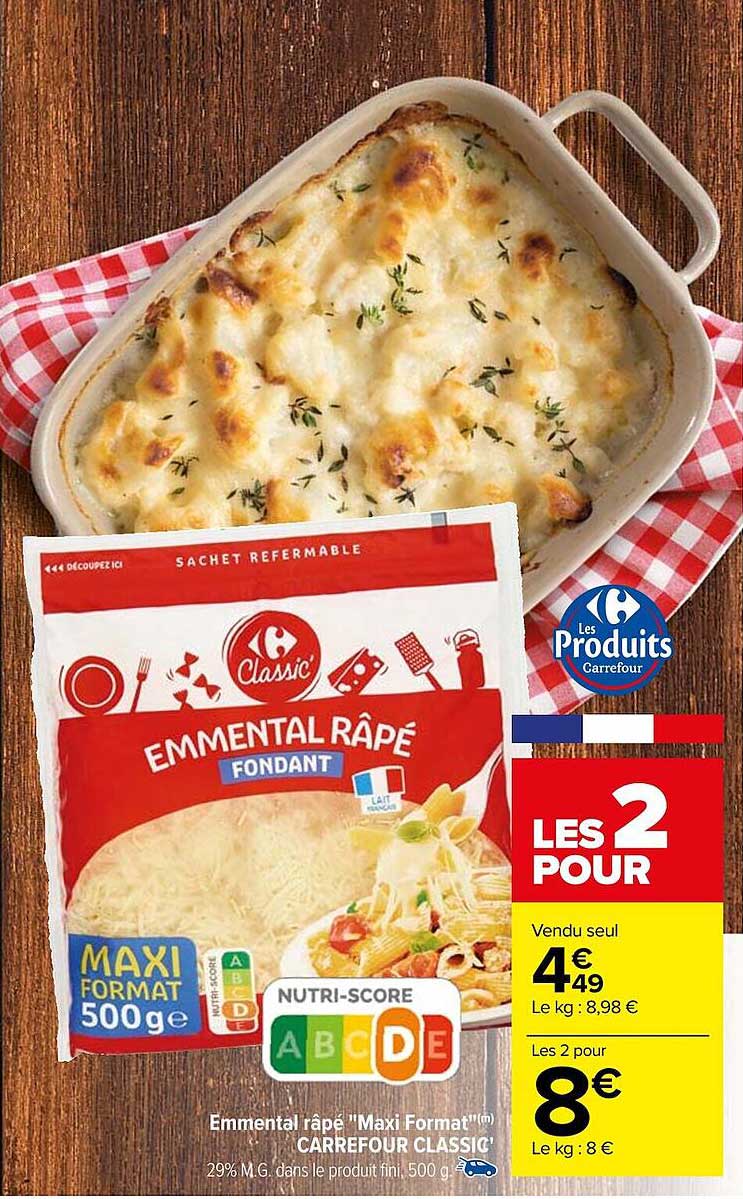 emmental râpé "maxi format" carrefour classic'