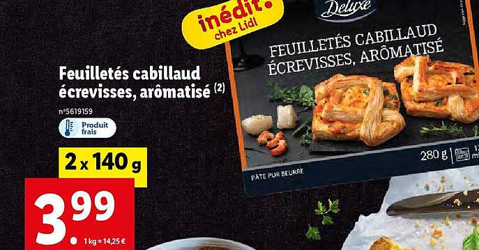 feuilletés cabillaud écrevisses, arômatisé