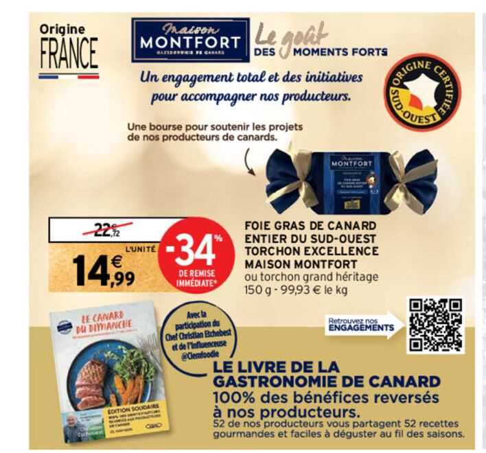 foie gras de canard entier du sud-ouest torchon excellence maison montfort