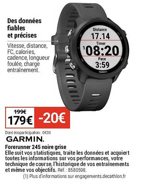 forerunner 245 noire grise garmin