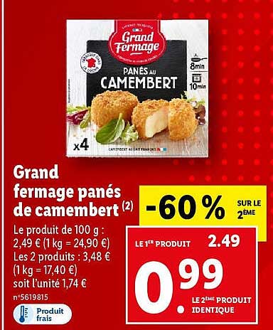 grand fermage panés de camembert